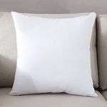 TAOSON Decorative 100% Cotton Canvas Square Solid Toss Pillowcase Cushion Cover Pillow Case with Hidden Zipper Closure Only Cover No Insert - White 18"x18"(45x45cm)