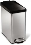 simplehuman Profile Step Rubbish Bin, Stainless Steel, Plastic Lid, 10 L / 2.6 Gal