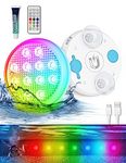 Submersible LED Lights with Remote, Changing Multicolor Underwater Pool Lights, IP68 Waterproof, Built-in Large Capacity Battery, with Magnets, Suction Cups, and Glue, for Hot Tub, Bathtub (1 Pack)
