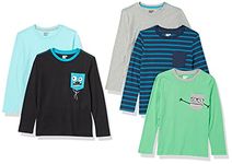 Spotted Zebra Boys' Long-Sleeve T-Shirts, 5-Pack Chompers, Medium