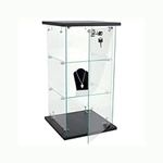 Countertop Glass Display Case – Frameless - 13" W x 24" H x 13" D - Two Glass Shelves Display Cabinet Showcase with Locking Door - Showcase Cabinet for Retail and Collectibles - Clear (165065-1)