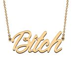 HUAN XUN 18K Gold Elegant Customized Name Necklace Bitch for Best Friend Birthday Gifts