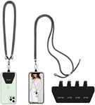 OUTXE Phone Lanyard 2 Packs - 2× Adjustable Neck Strap, 4× Phone Patches- Grey