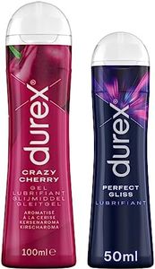 Durex 2 Gels Lubrifiants Intimes - Perfect Gliss Lubrifiant Anal - Crazy Cherry Comestible Goût Cerise