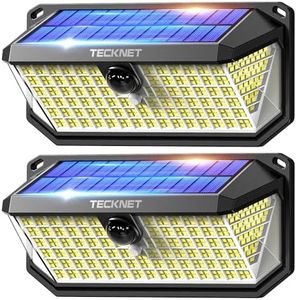 TECKNET Lampe Solaire Extérieur, 4200LM, 416 LEDs, Éclairage à 300°, 3 Modes, avec Détecteur de Mouvement, Lumiere Solaire Étanche IP66 pour Clôture, Ccour, Patio, Jardin, Garage, etc- 2 pcs