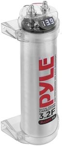 Pyle 3.2 Farad Digital Power Capacitor - High-Performance Car Audio, LED Display, Electronic Polarity Protection, Over Voltage Protection, Mounting Hardware and Post Kits, 2.9"x9.7"