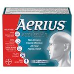 Aerius Allergy Medicine, Fast Relief, 24-Hour, non-drowsy, 15 Symptoms 80 count