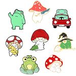 Cute Frog Mushroom Enamel Pins, Cartoon Lapel Badges, Funny Button Pins, Backpacks Hats Accessories (Frog brooch)