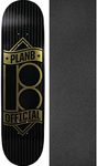 Plan B Skateboards Banner Gold Skateboard Deck - 8" x 31.75" with Jessup Black Griptape - Bundle of 2 Items