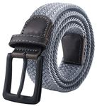 maikun Mens Belt, Elastic Belt for Men, Stretch Belt, Woven Belt,Braided Belt Length 43",Grey