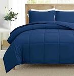 Queen Comforter Set - All Season Down Alternative Comforter with Two Pillow Shams - Quilted Duvet Insert - Breathable, Soft, Fluffy (Queen, Dark Blue)