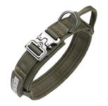 EXCELLENT ELITE SPANKER Tactical Dog Collar Nylon Adjustable K9 Collar Military Dog Collar Heavy Duty Metal Buckle with Handle(Ranger Green-L)