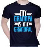 CreativiT Graphic Printed T-Shirt for Unisex My Grandpa is My Grandpal Tshirt | Casual Half Sleeve Round Neck T-Shirt | 100% Cotton | D00443-2643_Navy Blue_X-Large