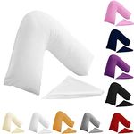 Buzzbuy V shaped pillowcase cover, 100% Poly-cotton Back & Neck Support Orthopaedic Pregnancy/Nursing V Pillowcase cover only (White)