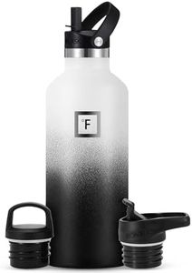 IRON °FLASK Bouteille d'eau de sport à bouche étroite - 32 oz, 3 couvercles (couvercle en paille), acier inoxydable isolé sous vide, chaud froid, moderne à double paroi, tasse thermo simple