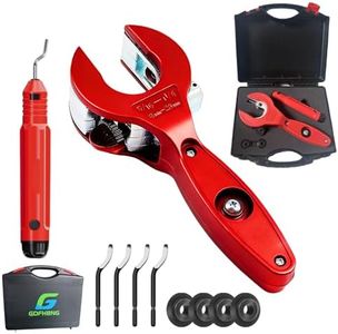 Ratcheting Tubing Cutter, Copper Pipe Cutter, Tubing Cutter 5/16" To 1 1/8", 2 in 1-360° Close Quarters Tube Compact Cutter with Deburring Tool for Cutting Copper and Metal Pipes(Red,1/4"–7/8")