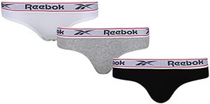 Reebok Women's Brief Carina 3pk Black/White/Grey Marl Base Layer Bottom, M
