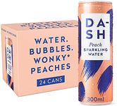 Dash Water Peach - 24 x Peach Flavoured Sparkling Spring Water - NO Sugar, NO Sweetener, NO Calories - Infused with Aussie Wonky Fruit (24 x 300ml cans)