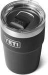 YETI Rambler Cup, Vacuum Insulated Stainless Steel Stackable Cup with Magslider Lid, Black, 16 oz (475 ml)