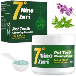 7°NinoZuri Pet Tooth Cleansing Powder,Dog Dental Powder,Contains Natural Plants and Fresh Breath，Removes Plaque, Tarter, Stains ， Freshens Breath，Applicable to Dogs of All Ages(Tea - 60 Servings)