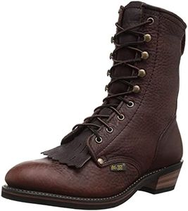 Ad Tec Men's 9" Packer Tumbled Leather Lacer Work Boots for Men, Chestnut - Plain Soft Toe, Moderate Mens Hiking Boots
