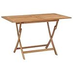 vidaXL Folding Garden Table - Solid Teak Wood, Weather Resistant, Outdoor Dining Furniture, Unique Design with Parasol Mount, Easy Assembly, Natural Finish