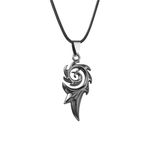 Men's Necklace Stainless Steel Black Dragon Flame Pendant Necklace Black Color Leather Chain Choker Necklace Punk Jewelry