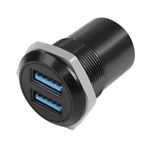 QIANRENON Dual USB3.0 Threaded Fixing Mount Adapter USB3.0 2 Female to 2 Female Round Connector 2 Port USB3.0 Data Converter Mounting Socket. Max 5Gbps 5V 2A for USB Data Transfer/Charging