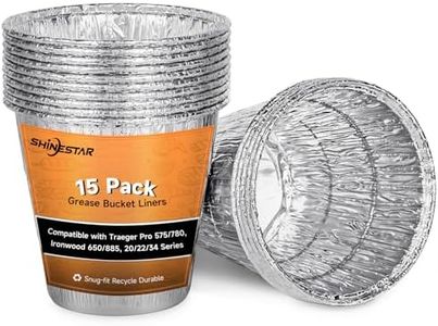 SHINESTAR 15-Pack Grease Bucket Liners for Traeger Pro 575/780, Ironwood 650/885, 20/22/34 Series, Disposable Aluminum Drip Bucket Liner, 5×4.5 Inch, BAC407