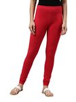 GO COLORS Womens Slim Fit Cotton Churidar Leggings (Dark Red_XL)