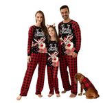 Manooby Family Christmas Pajamas Matching Sets,Couple Reindeer Xmas PJs Set,Holiday Sleepwear for Baby,39(B)-Black,3 M