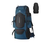 MOUNTILE 60L Travel Backpack with Water Proof Rain Cover, Shoe Compartment - Camping Hiking Rucksack Trekking Bag (Englishblue) - MTL02