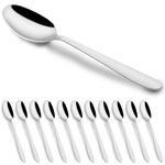 Parage 12 Pieces Stainless Steel Table Spoon Set for Tea, Coffee, Sugar, Condiments & Spices, 18 cm Long, Dining Tableware Cutlery Set, Silver (Sigma Design)