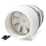 Voltset 6 Inch Inline Extractor Fan: 150mm Inline Duct Fan with UK Plug, 390 CFM Airflow Exhaust Fan for Bathroom, Quiet Ventilation Fan for Kitchen, Shower, Loft, Grow Tent, Hydroponics