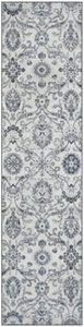 Maples Rugs Blooming Damask Non Slip Runner Rug For Hallway Entry Way Floor Carpet [Made in USA], 2'6 x 10, Grey/Blue