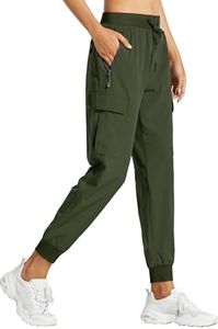 Libin Women's Hiking Cargo Pants Quick Dry Joggers Petite, Army Green M