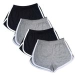 WEBGGER 4 Pack Women's Cotton Yoga Dance Short Pants Sport Shorts Summer Athletic Cycling Hiking Sports Shorts (10, 2 Black + 2 Grey)