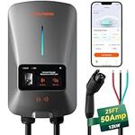 WOLFBOX Level 2 EV Charger 50 Amp - Smart Display, RFID Card, 25ft Cable, Outdoor/Indoor, Hardwired EV Charger Level 2, WiFi Enabled Electric Car Charger, 240V Electric Vehicle Charging Stations