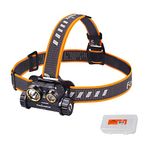 Fenix HM65R 1400 Lumen Dual Beam USB Rechargeable Headlamp with Spotlight and Floodlight with Battery and LumenTac Battery Organizer