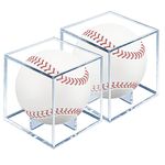 Baseball Display Case 2 Pack, Jaragar UV Protected Sport Collectibles Baseball Holder Acrylic Cube Memorabilia Display Box, Official Baseball Autograph Display Case for Official Size Baseball