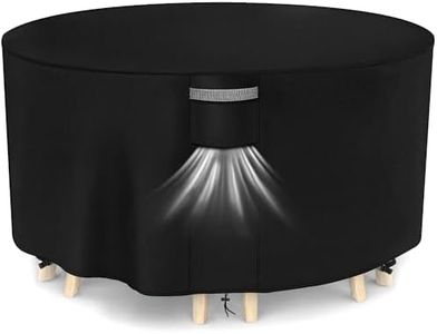 Dokon Garden Furniture Covers Waterproof, Garden Table Cover with Air Vent, Heavy Duty 420D Oxford Fabric Windproof Anti-UV Outdoor Table and Chairs Cover, Patio Set Cover, Round - Ø230 x 100cm