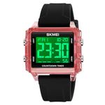 FANMIS Mens Military Multifunction Digital LED Watch Electronic Waterproof Alarm Quartz Sports Watch, X Black red, Minimalist