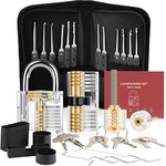 Lock Pick Set, [Difficulty Upgraded] [36 Pcs] Diyife Premium Practice Lock Picking Tools with 4 Transparent Training Padlocks for Lockpicking, Guide for Beginner and Locksmith Training (Black)