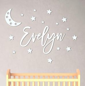 Personalized Custom Wood Name Sign with Stars Wooden Wall Stickers Nursery Name Sign, Personalized Baby Gifts Nursery Wall Decor Baby Name Sign Wooden Name Sign