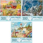 Bits and Pieces - Value Set of Three (3) 300 Piece Jigsaw Puzzles for Adults - Each Puzzle Measures 48cm x 61cm - 300 pc Awaken, Daydream, Guiding Light Jigsaws by Artist Alan Giana