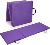 Trintion Tri-Fold 1.5" Thick Folding Gymnastics Exercise Mat Non Slip Soft Foam Yoga Mat with Carry Strap Handles for Tumbling Camping Pilates Home Training Floor Workout Aerobics 180x60x4CM (Purple)