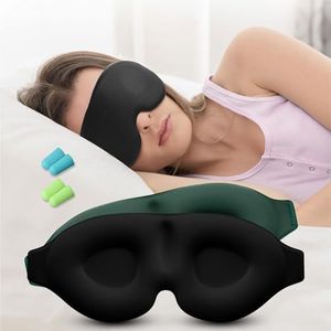 Navaris Masque de Nuit Soie - 2x Cache Yeux pour Dormir avec Conception 3D sans Pression Oculaire pour Dormeur Latéral - Bandeau Yeux Sommeil Homme Femme Adulte Enfant pour Avion