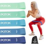 Resistance Bands [Set of 5], Potok Resistance Band for Women and Men, Fitness Exercise Loop Bands with Carry Bag for Pilates, Training, Physio Therapy