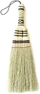 SN SKENNOVA Handcrafted Whisk Broom - Hanging Loop, Bamboo Handle & Sorghum Brush - Compact & Portable Cleaning Essential - Perfect for Surface Sweeping Driveways, Porches & Floor - 12 Inch