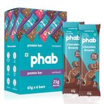 Phab Chocolate Brownie Protein Bars with 21g Protein,No Added Sugar | High Fibre, No Trans Fat & No Preservatives | Low GI, Diabetic Friendly | Healthy & Tasty | 100% Veg & GMO Free (Pack of 6x 65g)